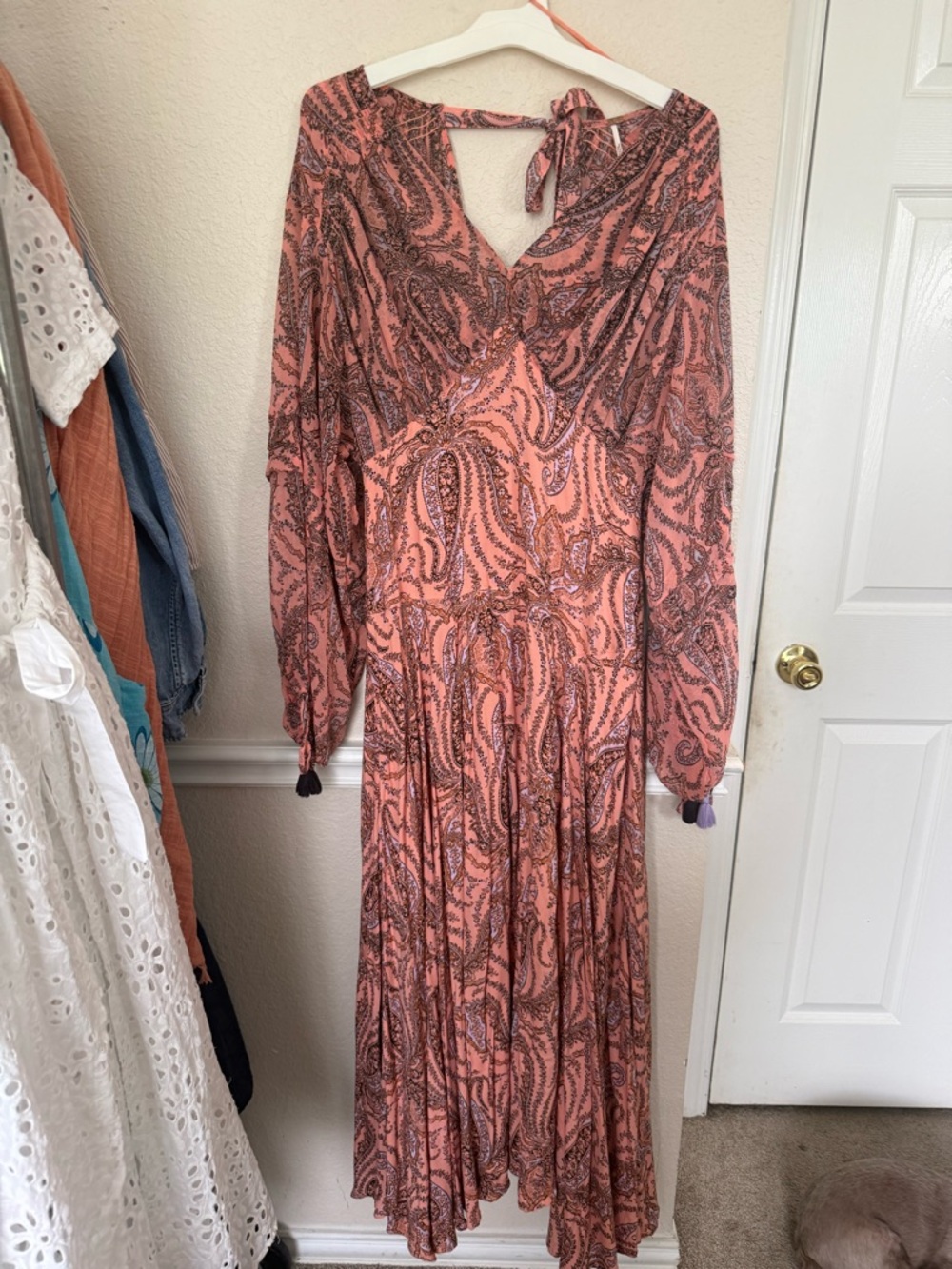 Free People Mirage Boho Printed Maxi Dress in Orange Maxikjole size 10 - Picture 5 of 16